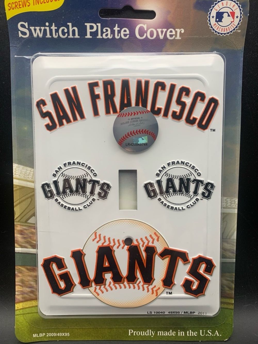 New Light Switch Plate SIgn San Francisco Giants Baseball Officially Licensed